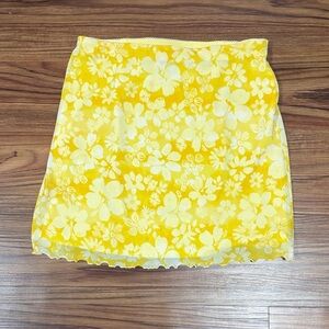 Forever 21 Floral Yellow Mini Skirt